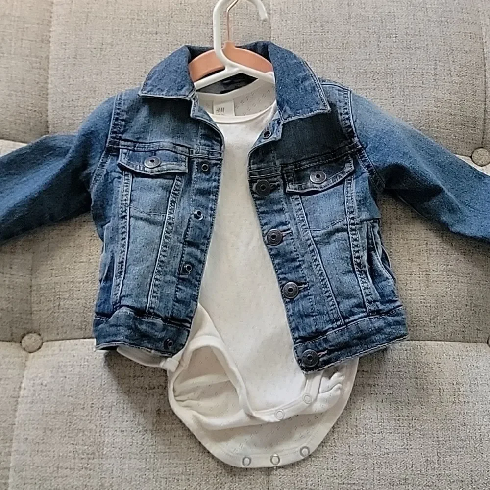 Toddler OshKosh Jean Jacket & H&M onesie